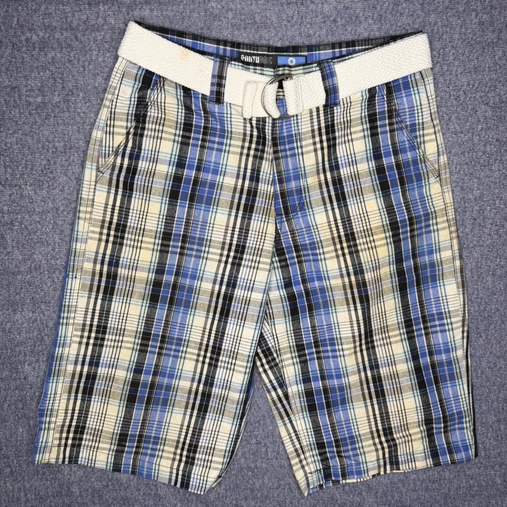 Southpole Plaid Cargo Shorts Men's Size 32 Y2K Vintage Skater Streetwear Belted
